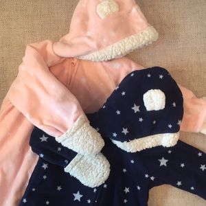 Twin boy girl baby buntings